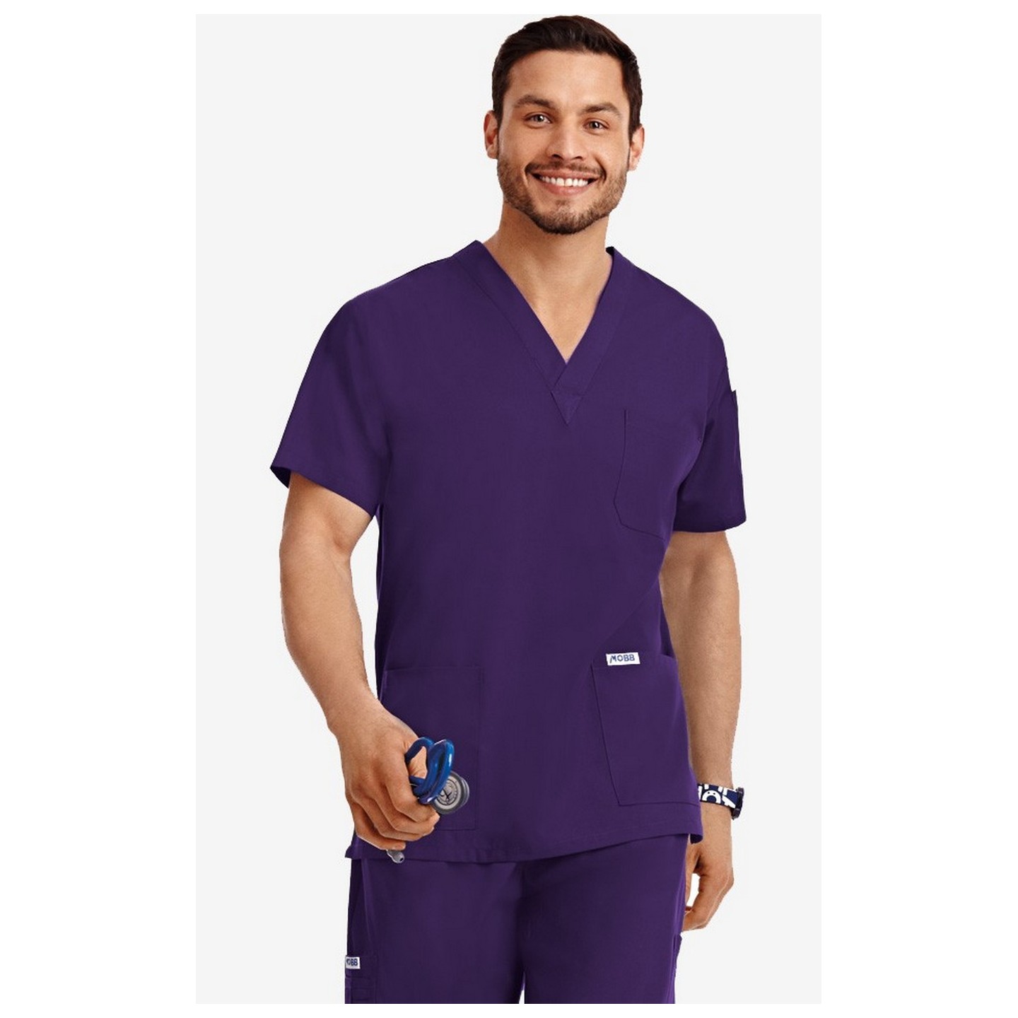 MOBB Classic Unisex 3 Pocket Scrub Top (Men's View) - Charcoal (CC)