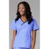 1026 Maevn CORE - Y-Neck Mock Wrap Top - Ceil/Navy