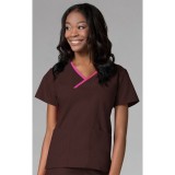 1026 Maevn CORE - Haut Y-cou Mock emballé - Chocolate/Hot Pink