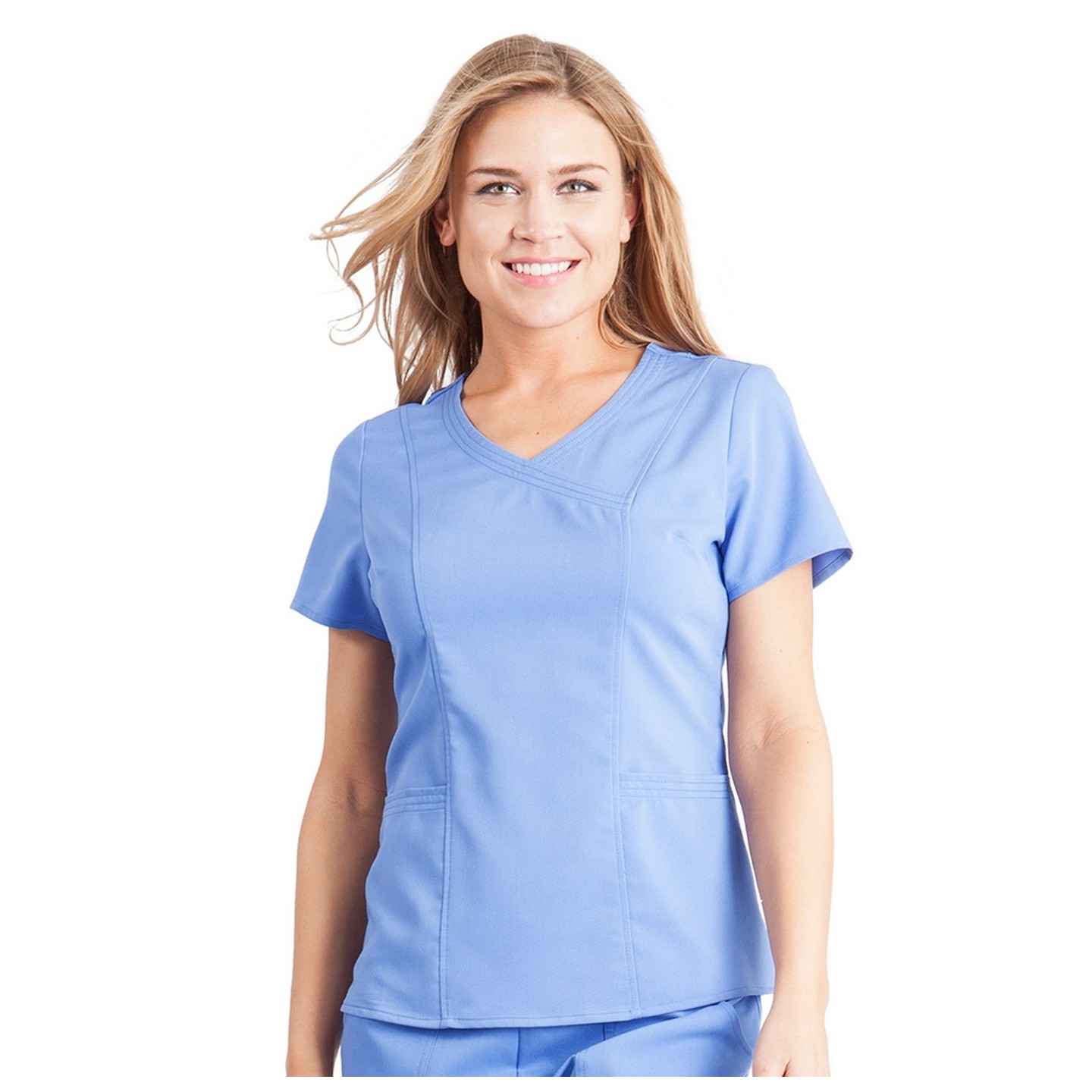 2172 Purple Label Junior Fit by Healing Hands Women's Jordan Mock Wrap Solid Scrub Top
