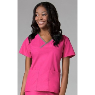 1026 Maevn CORE - Haut Y-cou Mock emballé - Hot Pink/Pewter