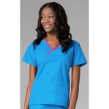 1026 Maevn CORE - Y-Neck Mock Wrap Top - Malibu Blue/Hot Pink