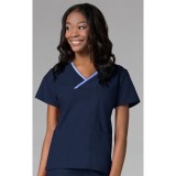 1026 Maevn CORE - Haut Y-cou Mock emballé - Navy/Ceil