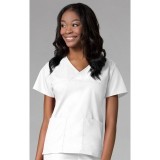 1026 Maevn CORE - Y-Neck Mock Wrap Top - White/White