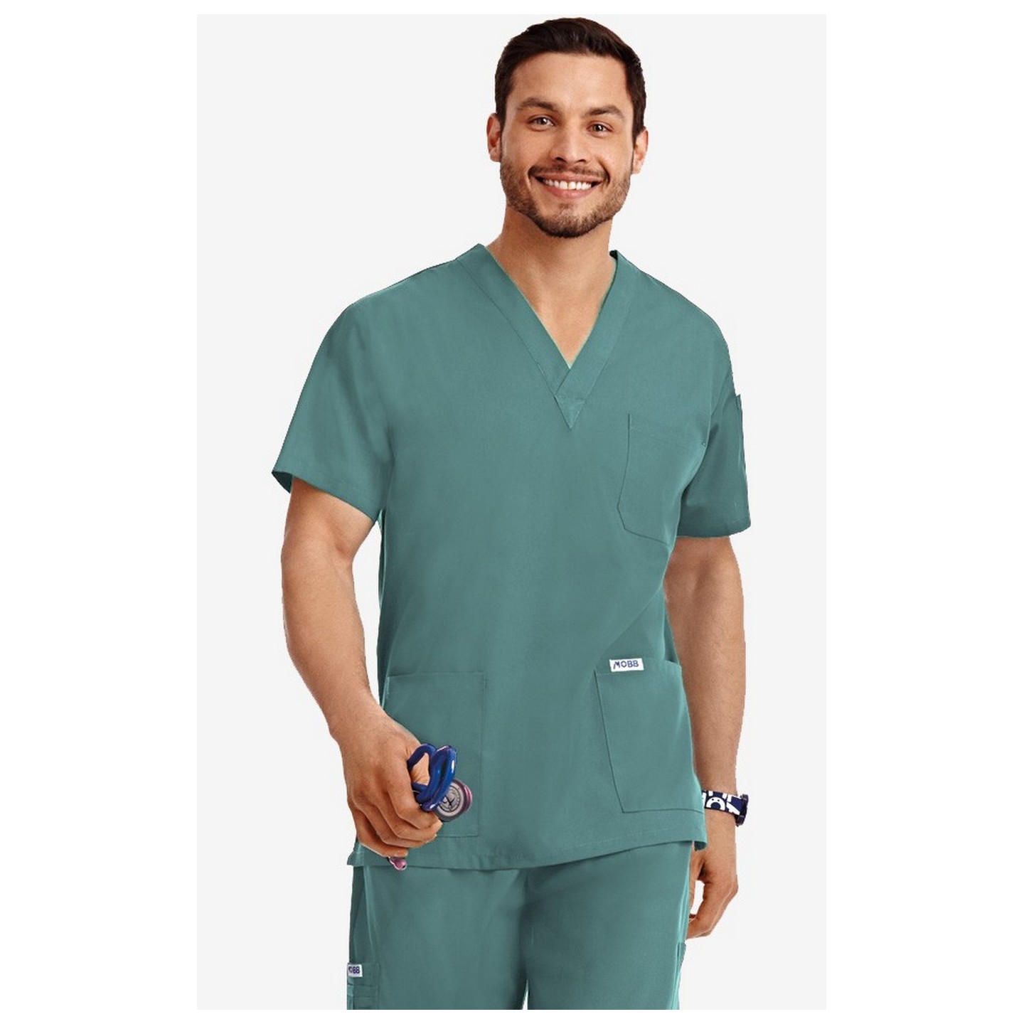 MOBB classique unisexe 3 Pocket Scrub Top (La vue de l'Homme) - Lagoon (LA)