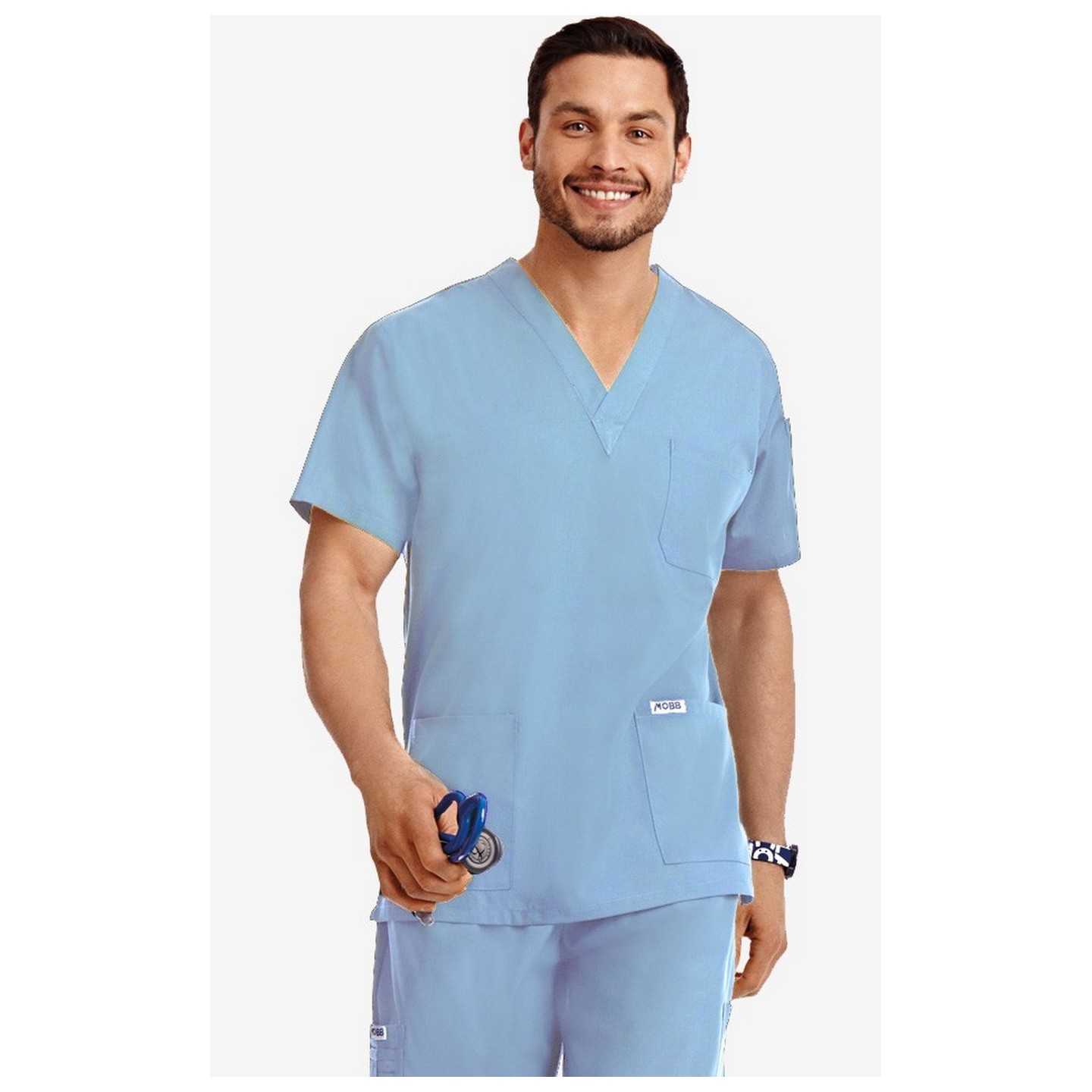 MOBB classique unisexe 3 Pocket Scrub Top (La vue de l'Homme) - Sky Blue (SB)