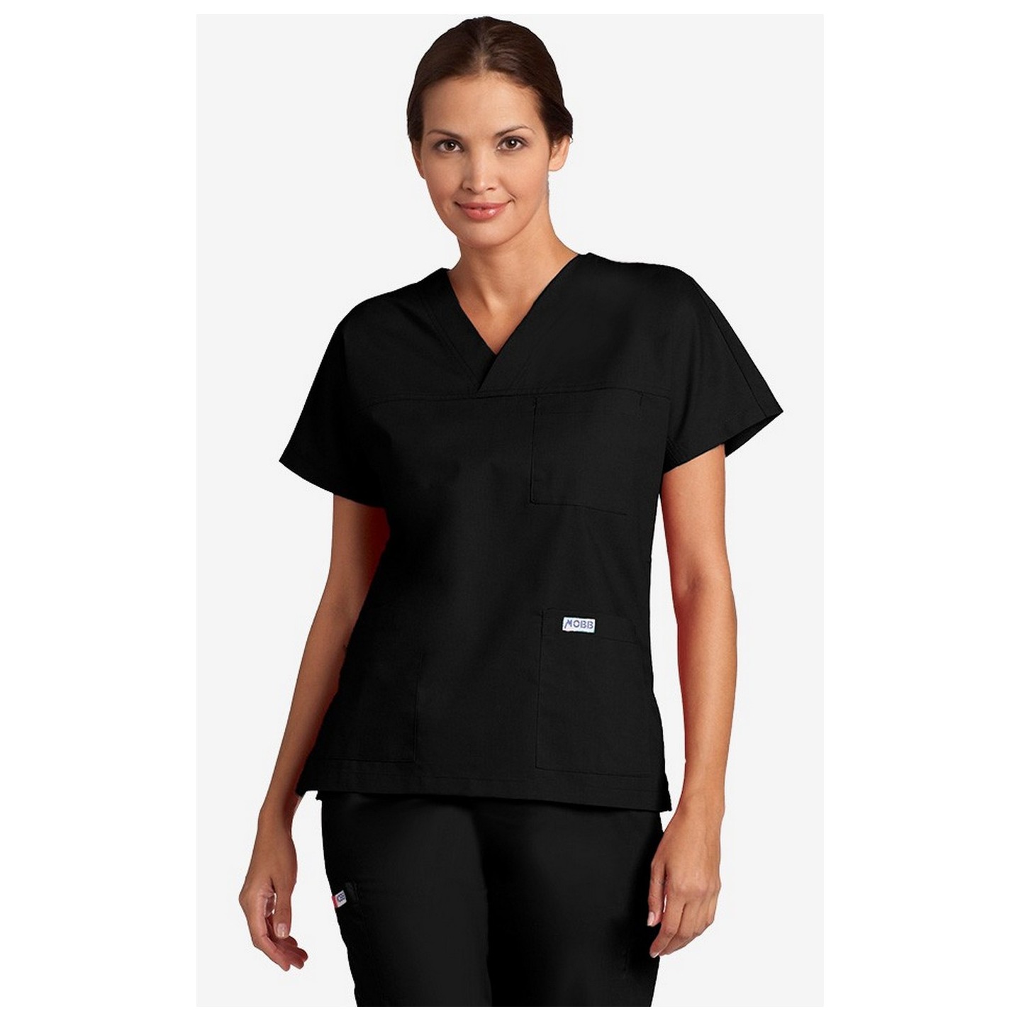V-Neck Three Pocket Dolman Sleeve MOBB Scrub Top - Black (BL)