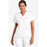 V-Neck Trois Pocket Dolman Sleeve MOBB Scrub Top - White (WH)