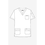 320T Brown Polka Dot MOBB V-Neck Print Scrub Top