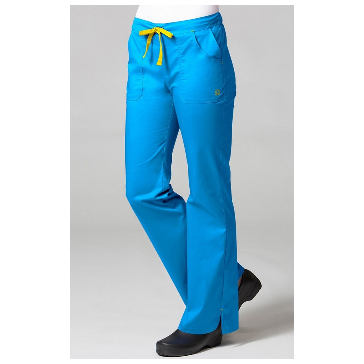 9102 Maevn Blossom - Multi Pocket Fashion Flare Pant - Pacific Blue/Yellow