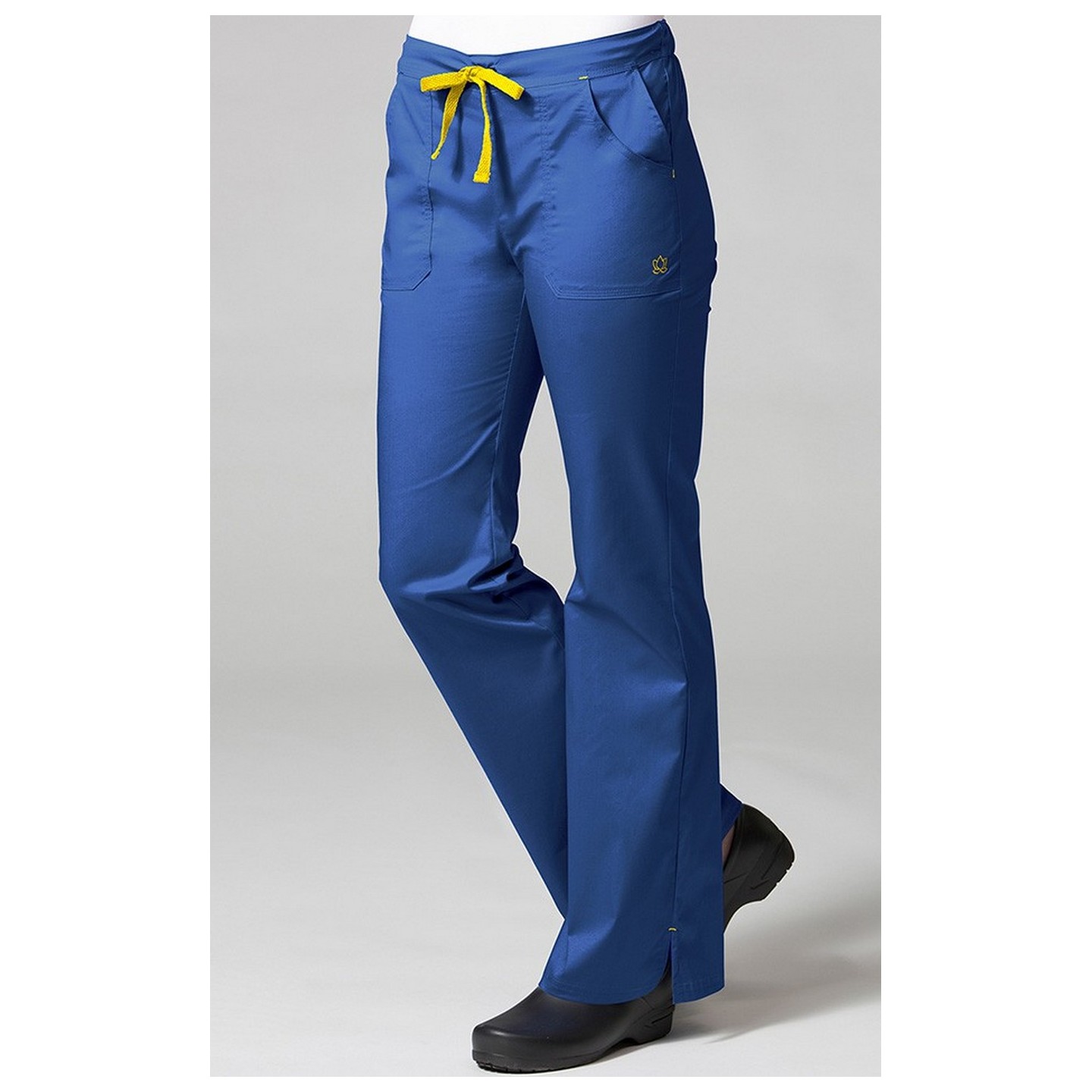 9102 Maevn Blossom - Multi Pocket Fashion Flare Pant - Royal Blue/Yellow