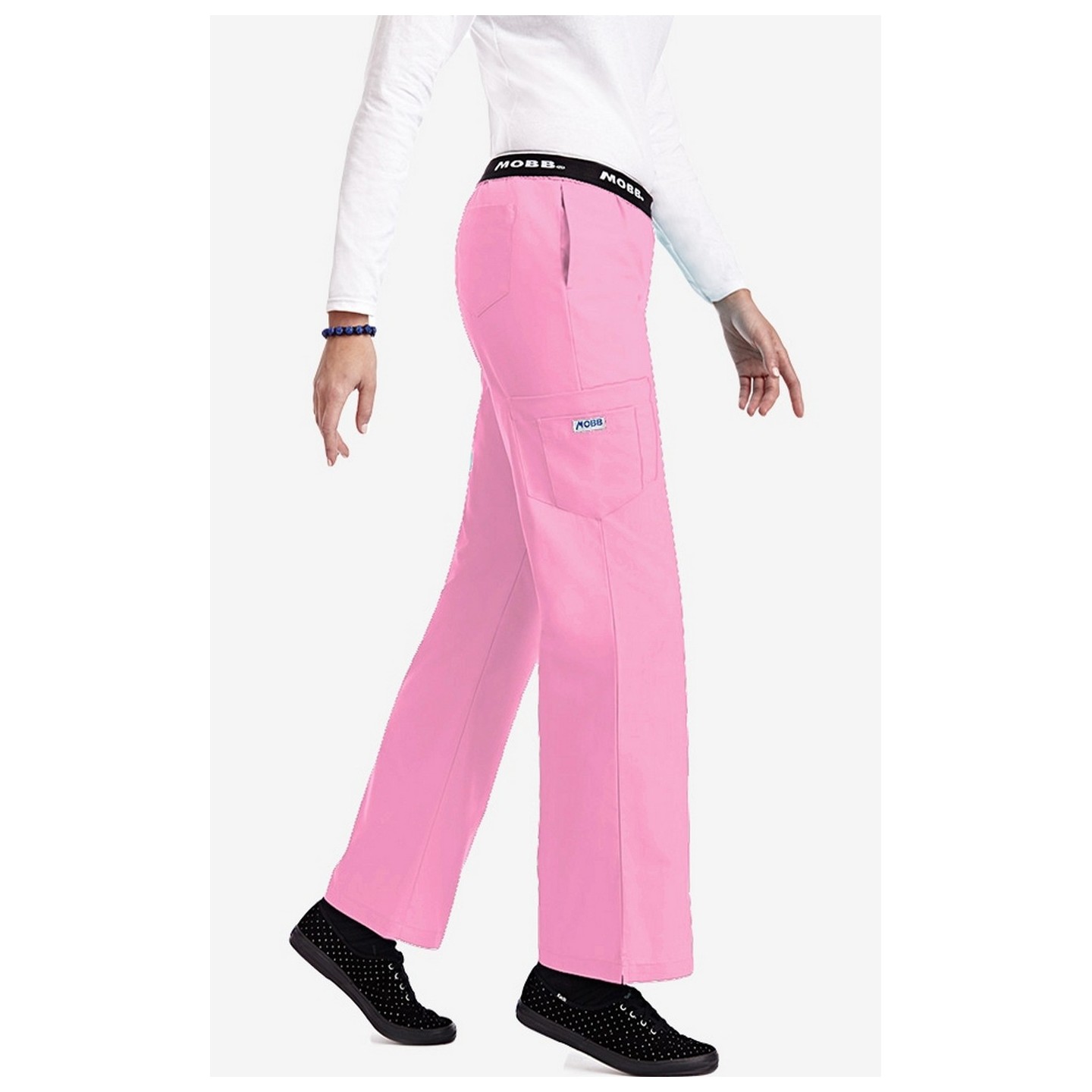 *FINAL SALE MOBB 323/312 Bubble Gum/Black Two Piece Criss Cross Flip Flap Scrub Set