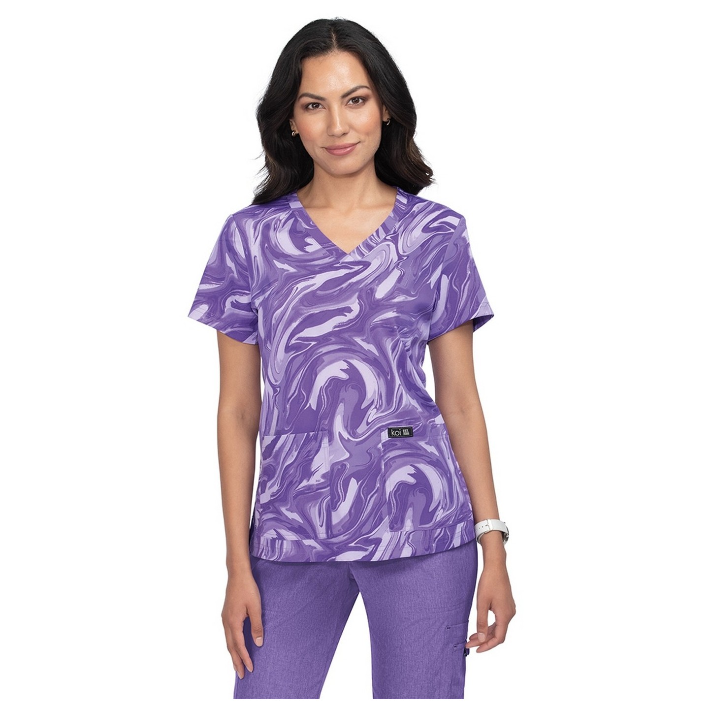384PR koi Basics Leslie Print Top - Wisteria All Over Marble