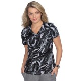 384PR koi Basics Leslie Print Top - Heather Grey Platinum All Over Marble