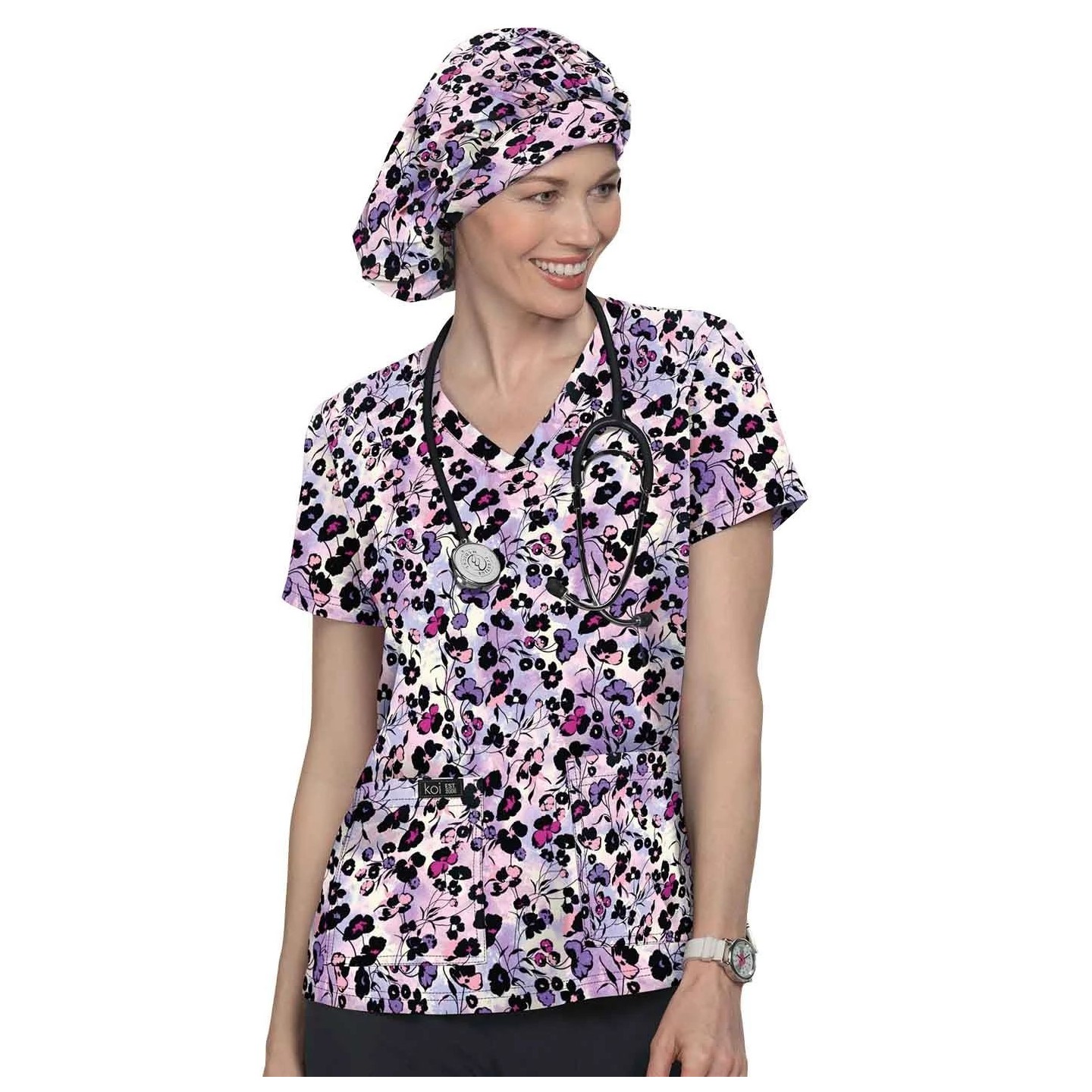 384PR koi Basics Leslie Print Top - Wisteria All Over Marble