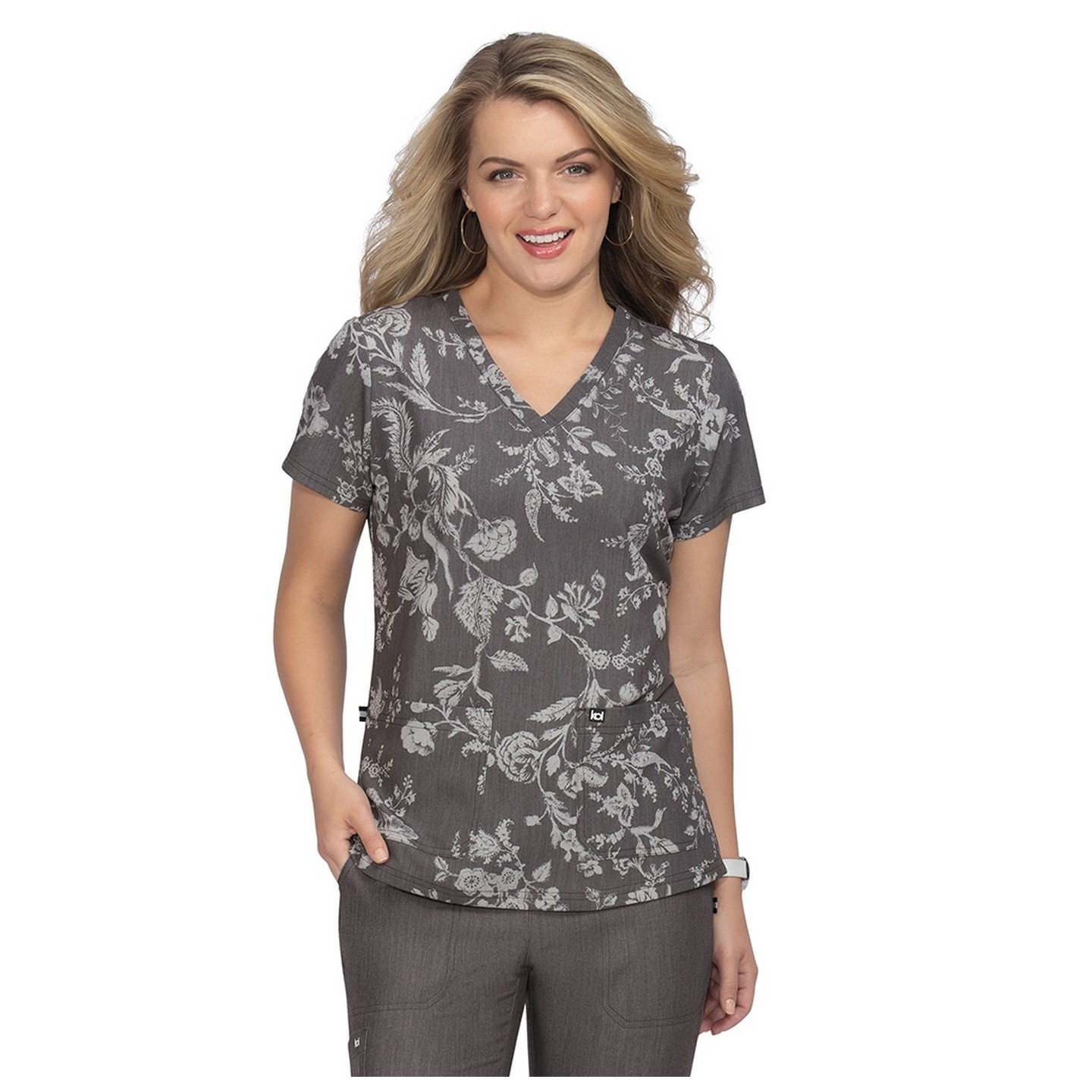 1029PR koi Next Gen Early Energy Top - Heather Grey Botanical Burnout