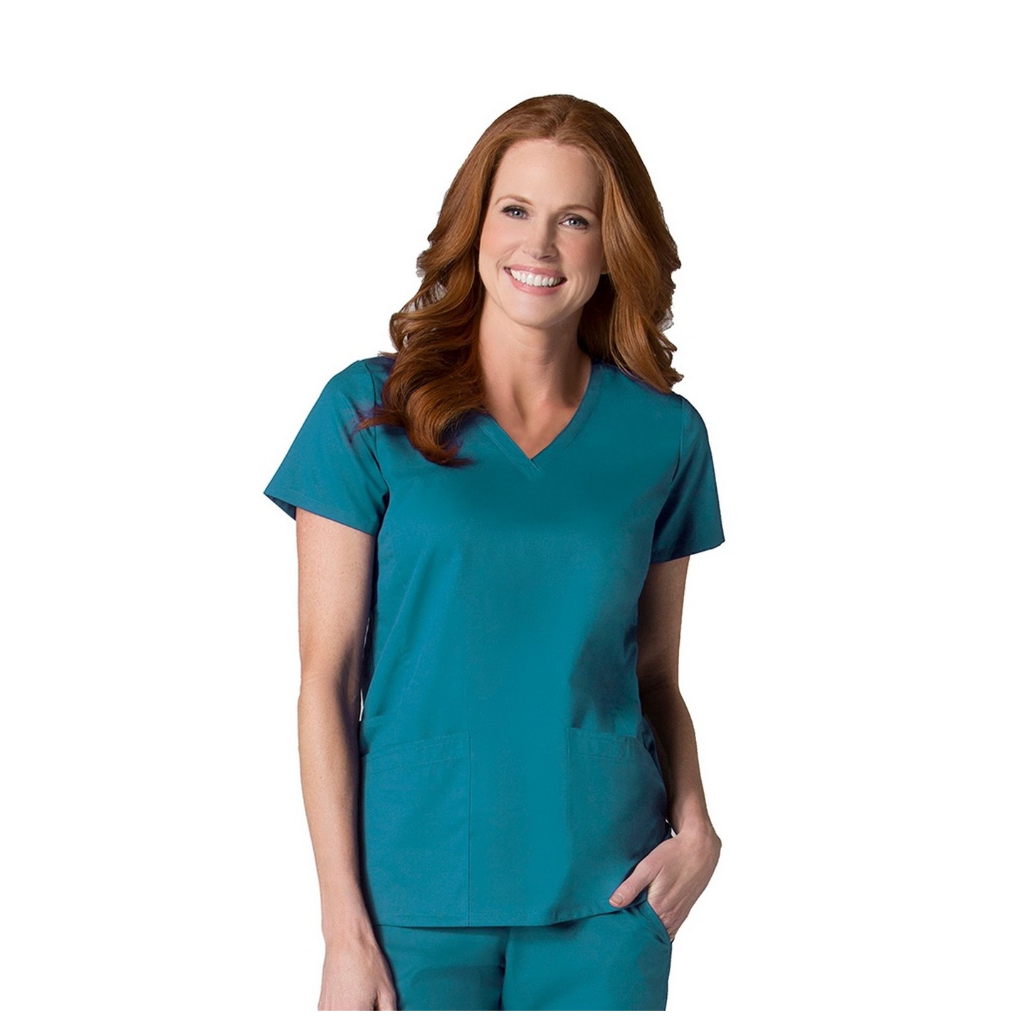 1738 Maevn Scrubs EON Active Back Mesh Panel Shaped V-Neck Top