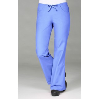 9026 Maevn CORE - Half Back Elastic & Drawstring Flare Pant - Ceil Blue