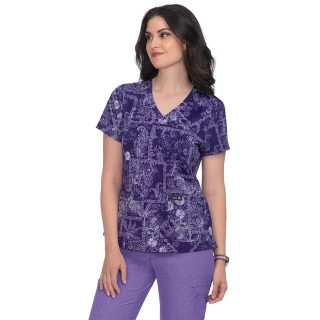 384PR koi Basics Leslie Print Top - Denim Patch