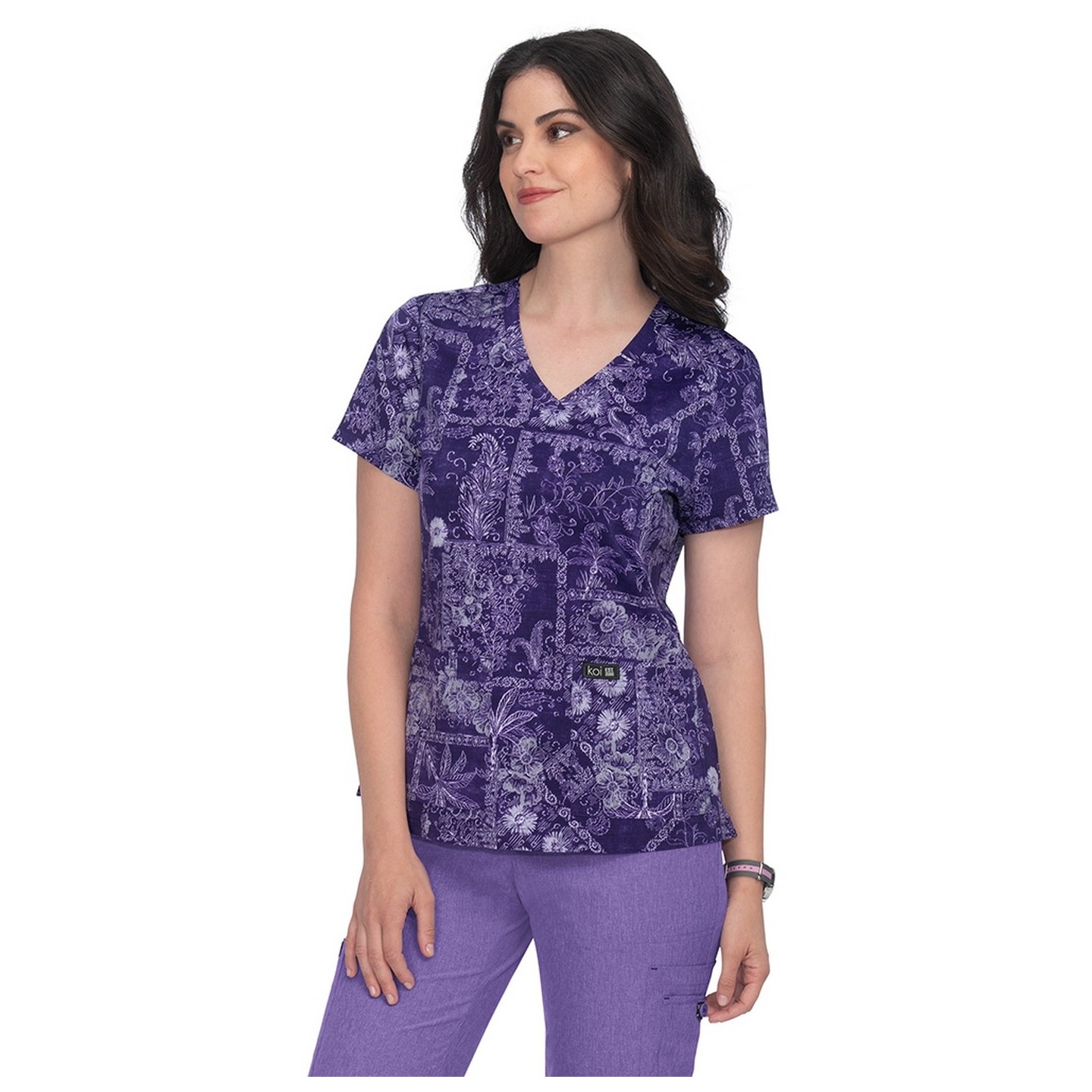 384PR koi Basics Leslie Print Top - Denim Patch