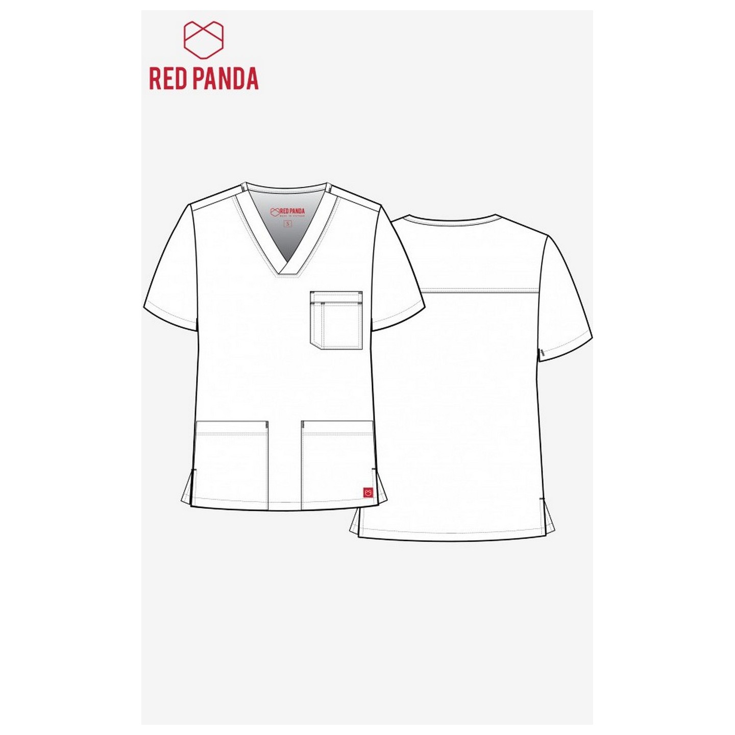 5206 - Red Panda - Haut à encolure en V à 3 pochettes homme