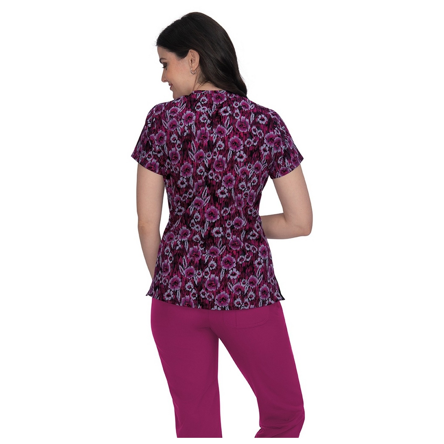 1062PR koi Lite Stretch Align Print Top - Impressionist Flowers