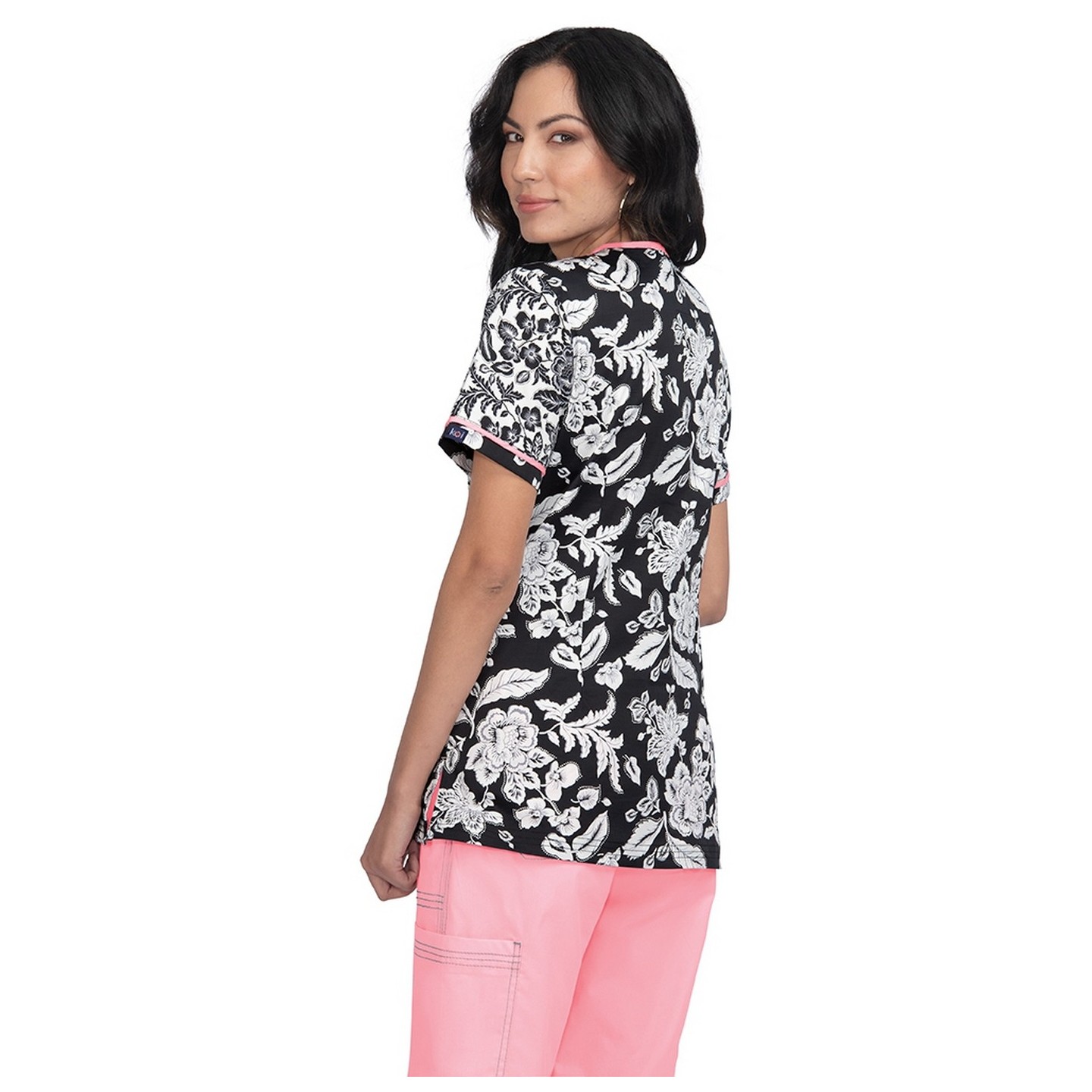 1054PR koi Stretch Lennon Haut d'Uniforme Imprimé  - WoodBlock Floral