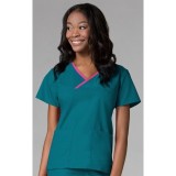 1026 Maevn CORE - Haut Y-cou Mock emballé - Teal/Hot Pink