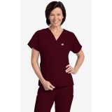 MOBB Unisex V-Neck Scrub Top (Women's View) - Burgundy (BU)