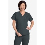 MOBB Unisex V-Neck Scrub Top (Women's View) - Charcoal (CC)