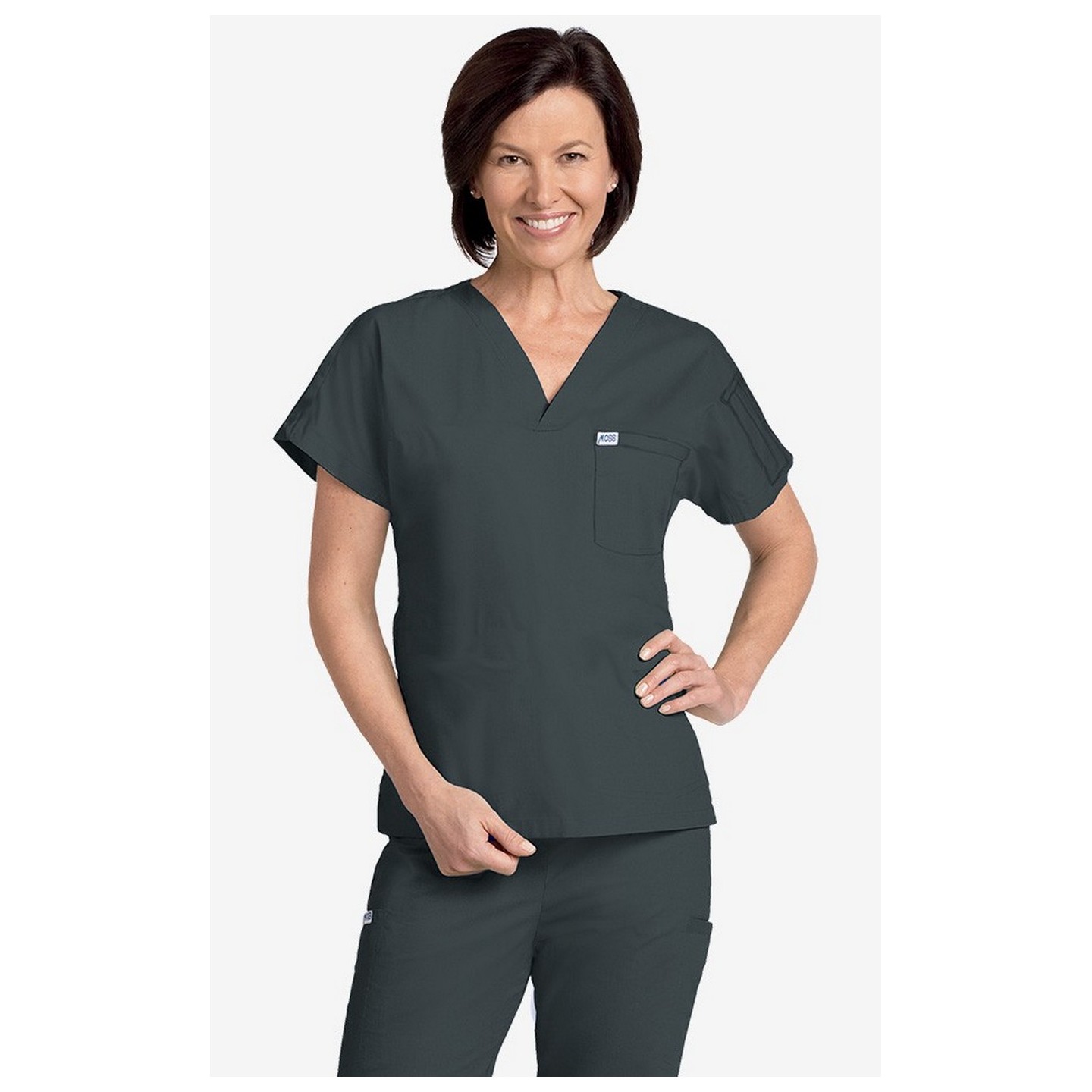 MOBB Unisex V-Neck Scrub Top (Women's View) - Charcoal (CC)