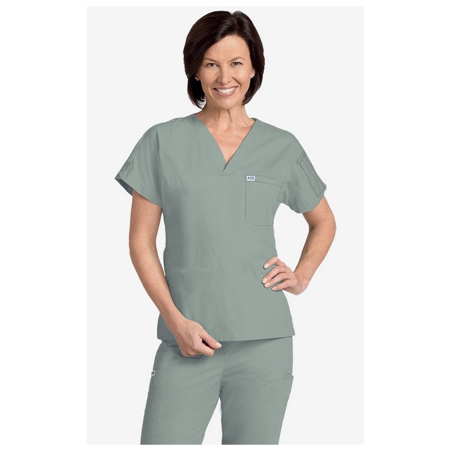 MOBB Unisex V-Neck Scrub Top (Women's View) - Lagoon (LA)