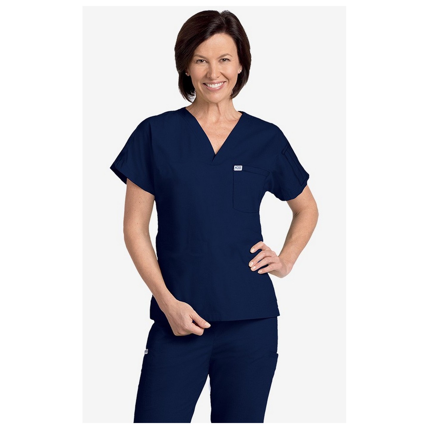 MOBB Unisex V-Neck Scrub Top (Women's View) - Navy (NN)