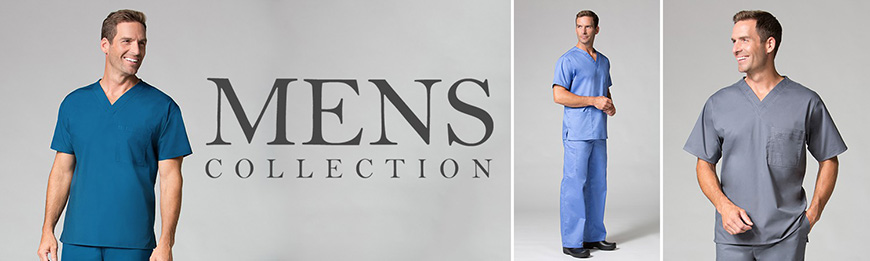 Men's medical uniforms, scrubs and lab coats. Major brand names, MOBB, Maevn, CROCS, Healing Hands.